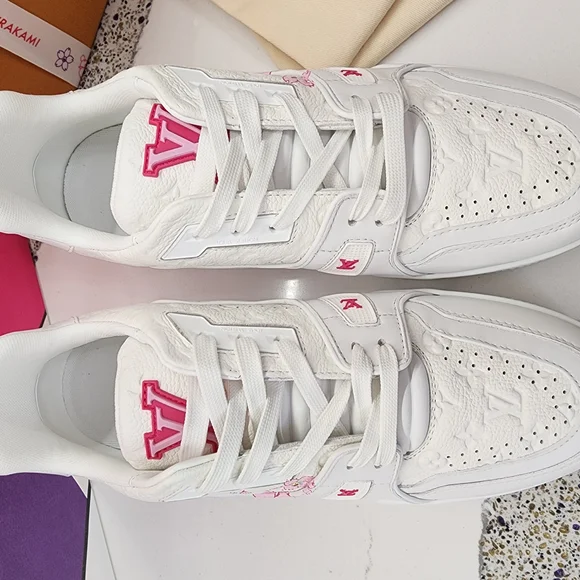 LOUIS VUITTON 2025 LV x TM Takashi Murakami Cherry Blossom Trainer Sneaker 39 - Picture 4 of 8